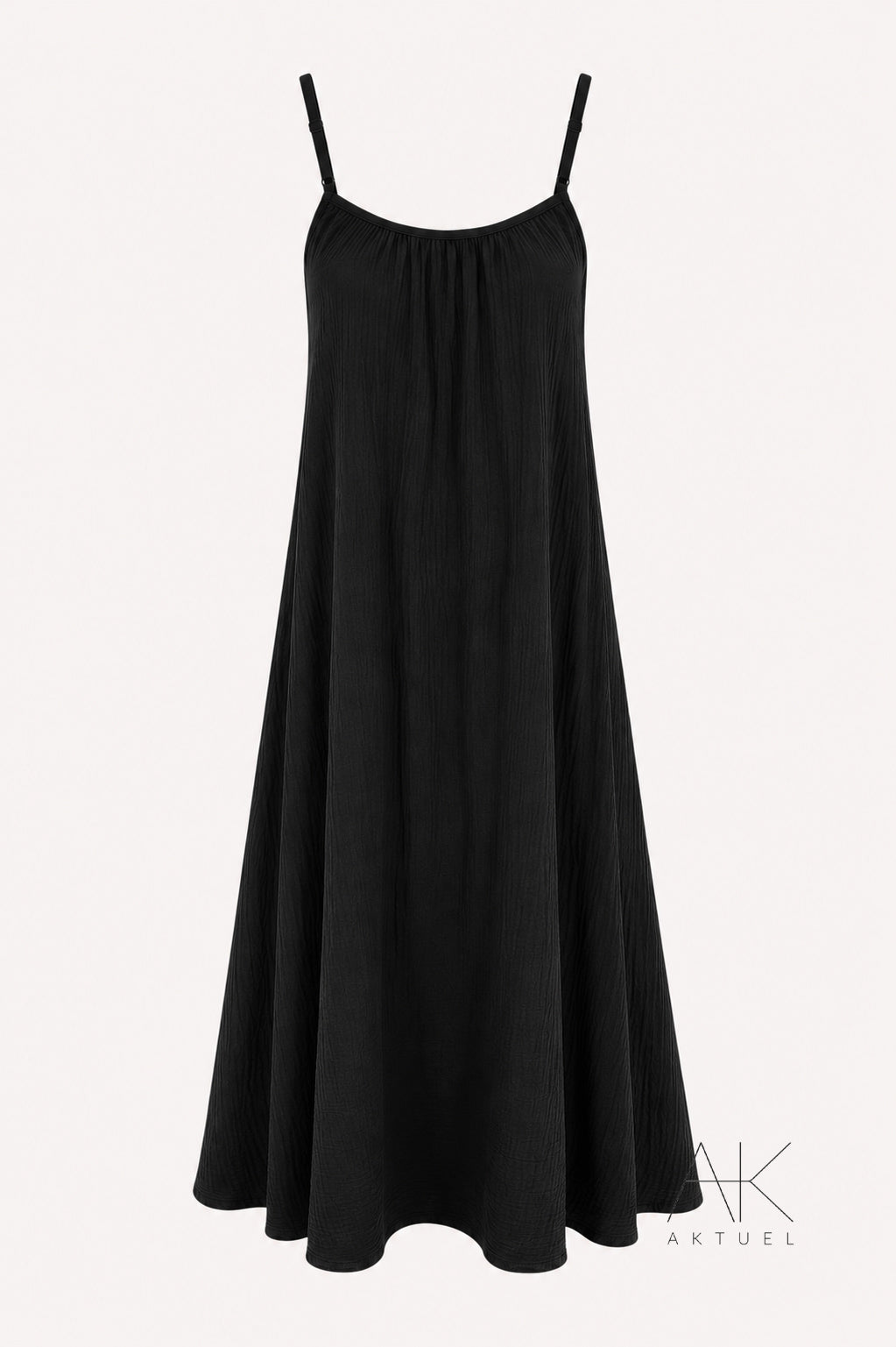 Robe longue dos nu en gaze de coton noir