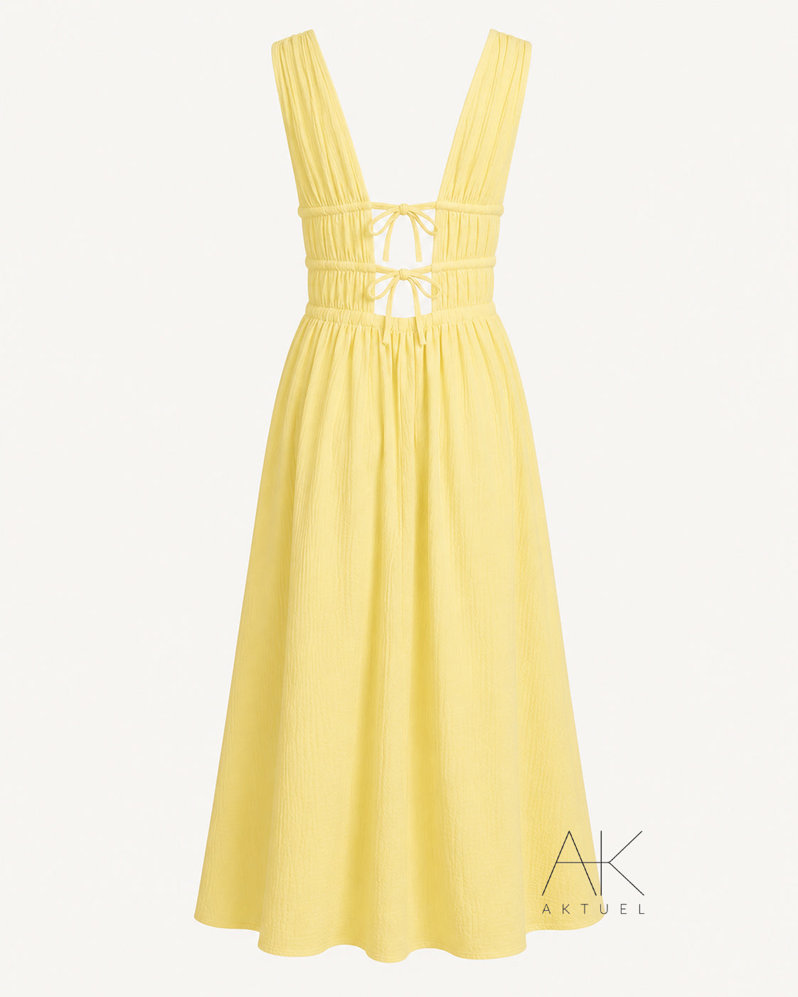 Robe longue gaze de coton jaune pastel