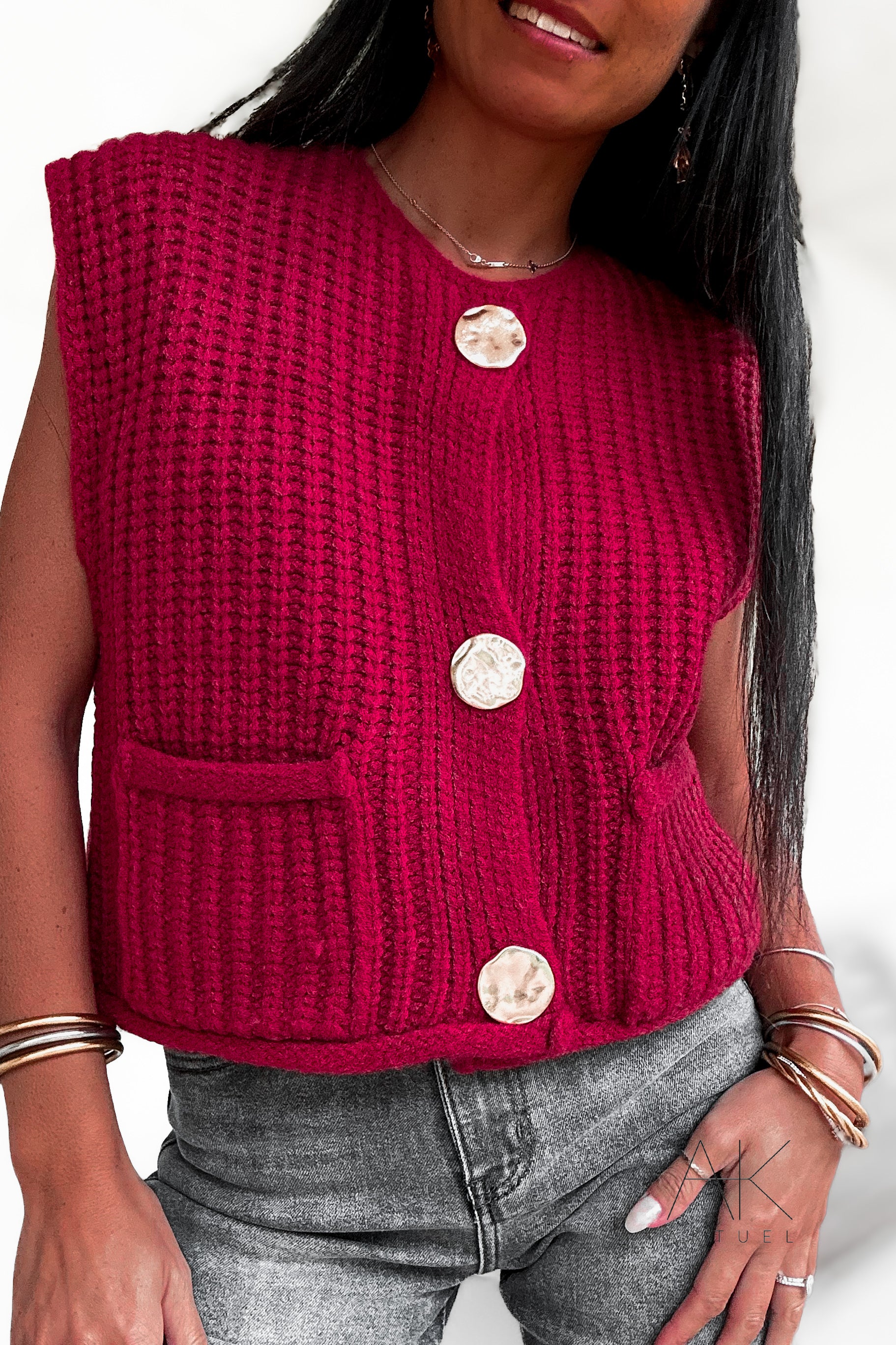 Pull rouge grosse fashion maille