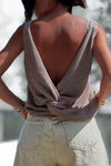 Top en maille dos twisté taupe