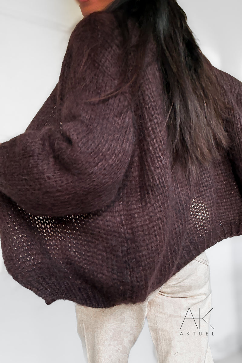 Gilet en grosse maille chocolat