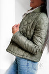 Veste matelassée kaki à col rond