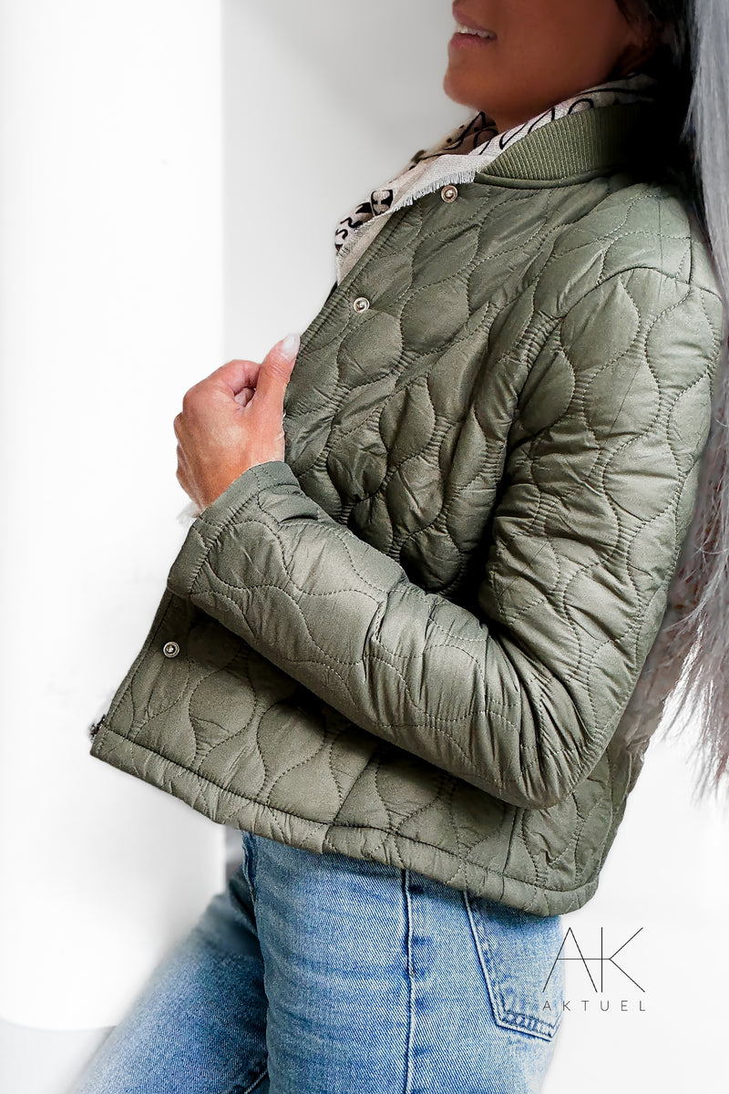 Veste matelassée kaki à col rond