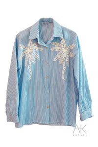 Chemise à rayures à palmiers brodés