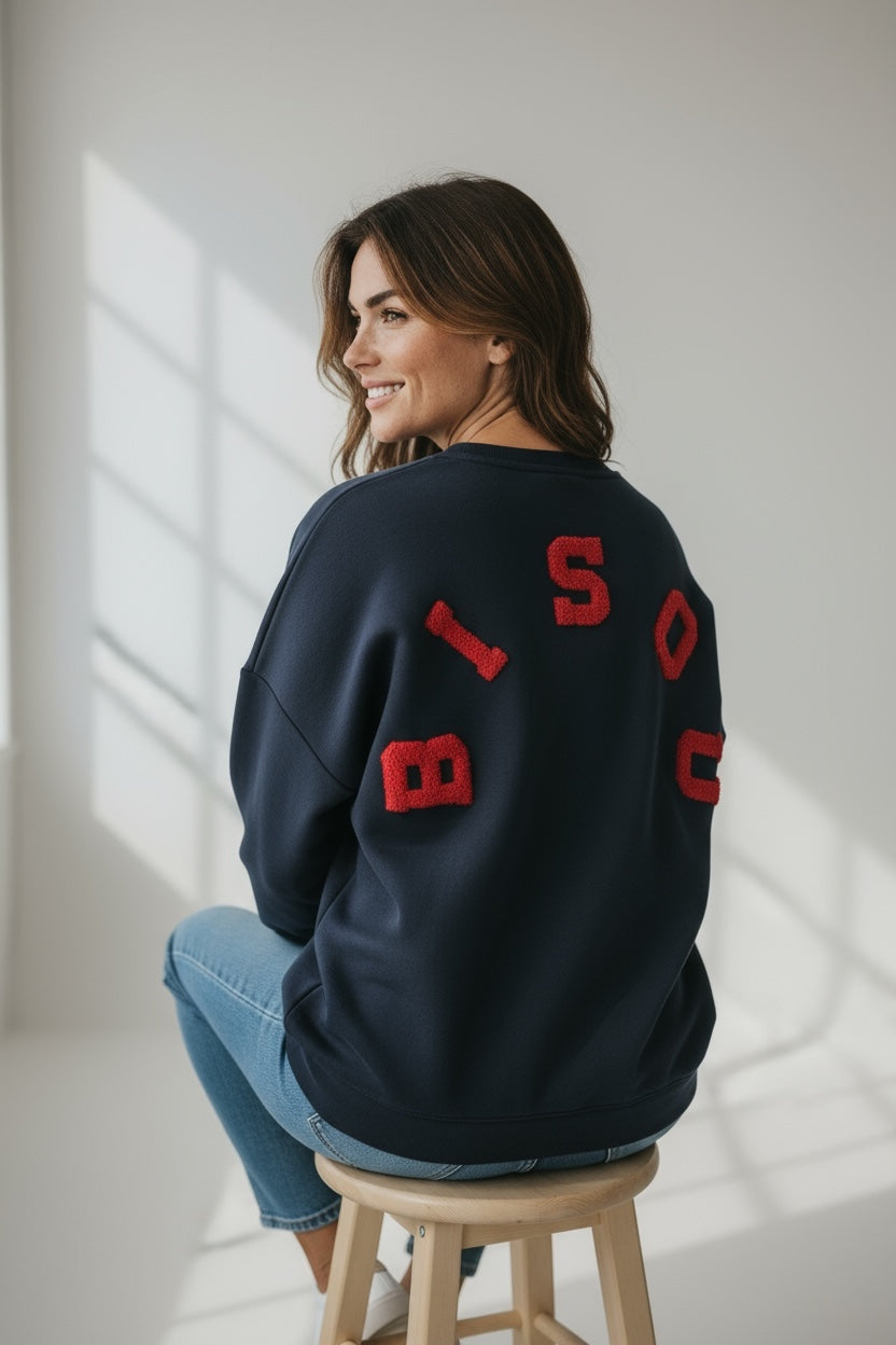 Sweat marine "BISOU"