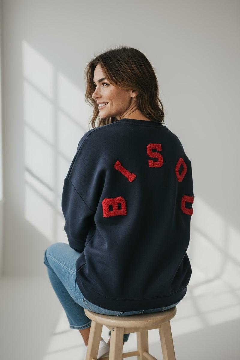 Sweat marine "BISOU"