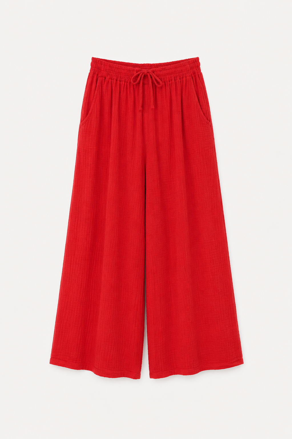 Pantalon gaze de coton fluide rouge