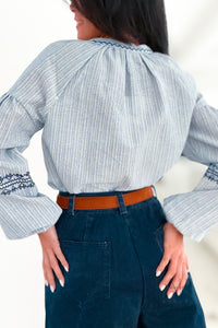 Blouse Bohème Rayée Bleu