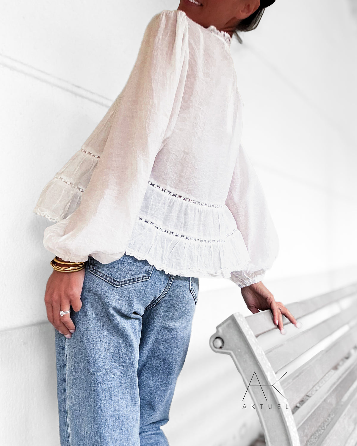 Blouse blanche romantique à volants