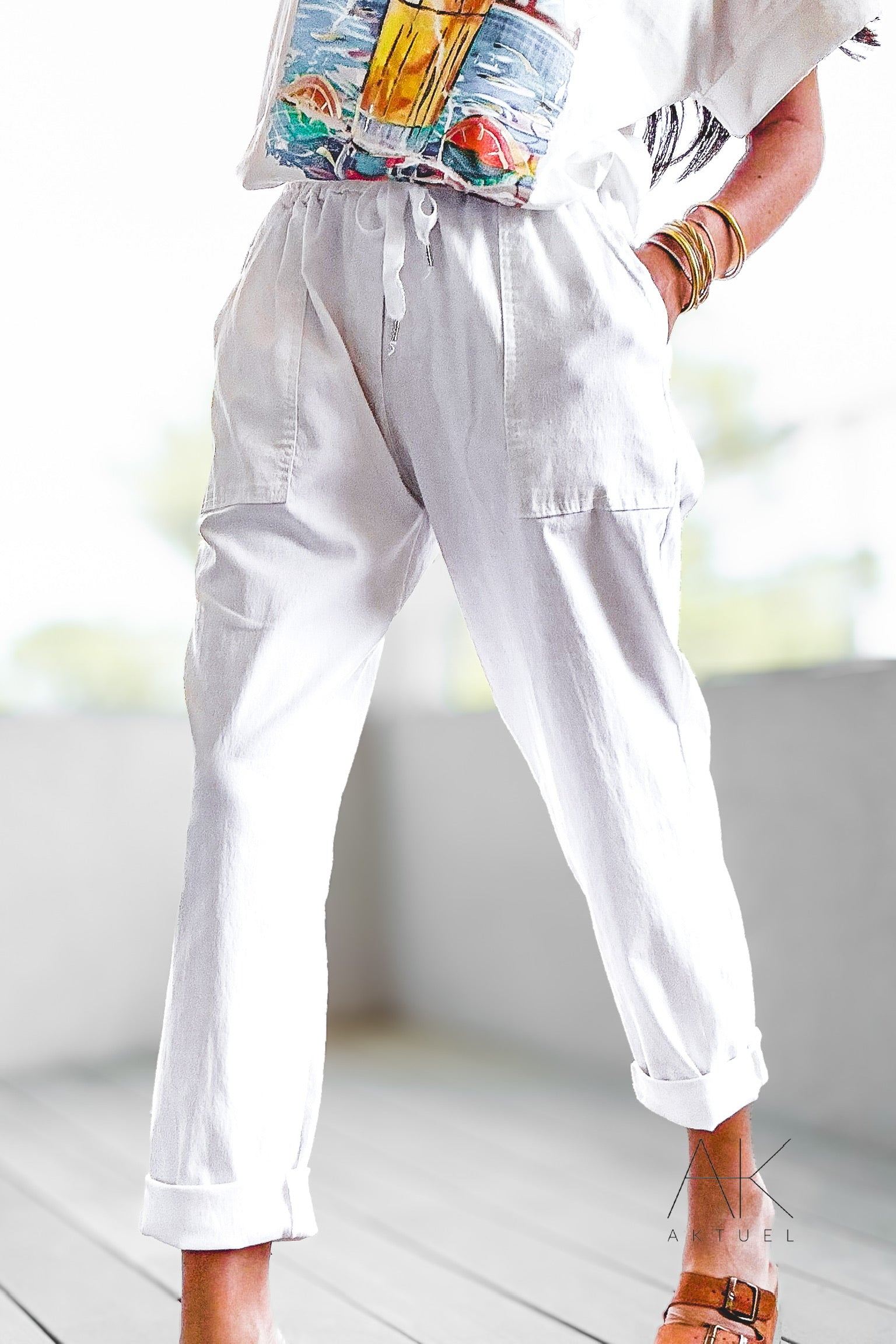 Pantalon blanc en lin