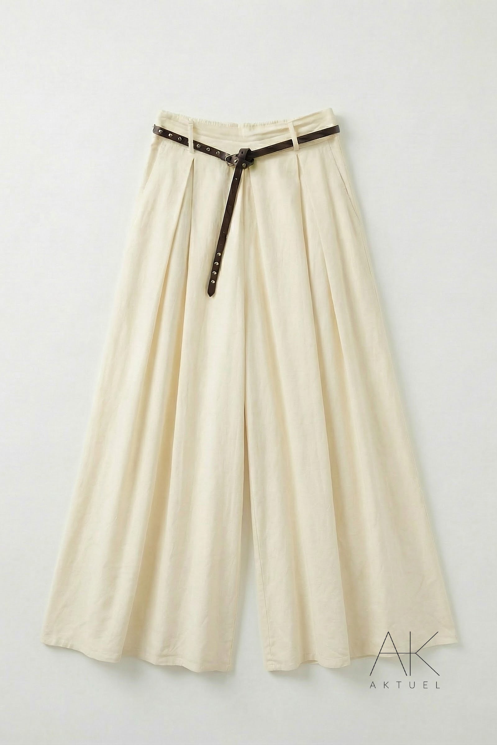 Pantalon fluide large écru