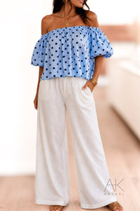 Top Off-Shoulder à Pois bleu