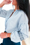 Blouse Bohème Rayée Bleu