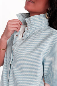 Robe denim rayée bleu ciel