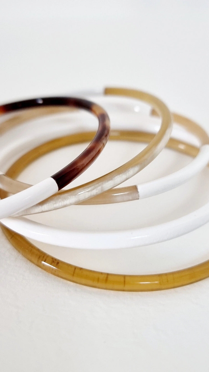 Bracelet Jonc Corne - 3 mm - Trio White