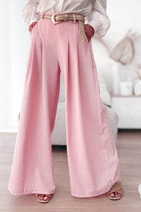 Pantalon rose ceinturé