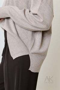 Pull en maille oversize taupe
