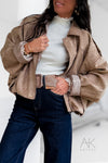 Veste à manches longues beige en suédine