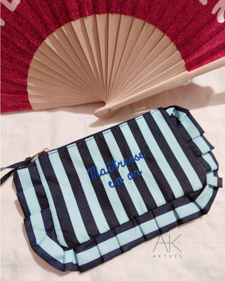 Pochette froufrou « Maîtresse en or » bleu/marine