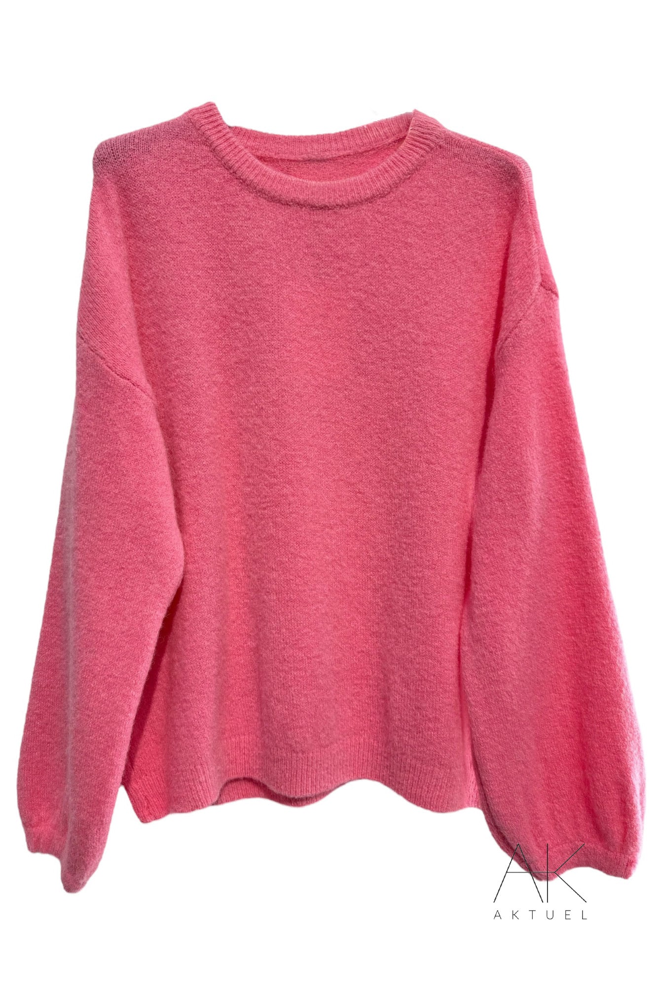 Pull en maille rose baby alpaga col rond