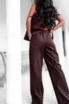 Pantalon marron fluide taille haute