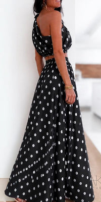 Ensemble asymétrique pois noir & blanc