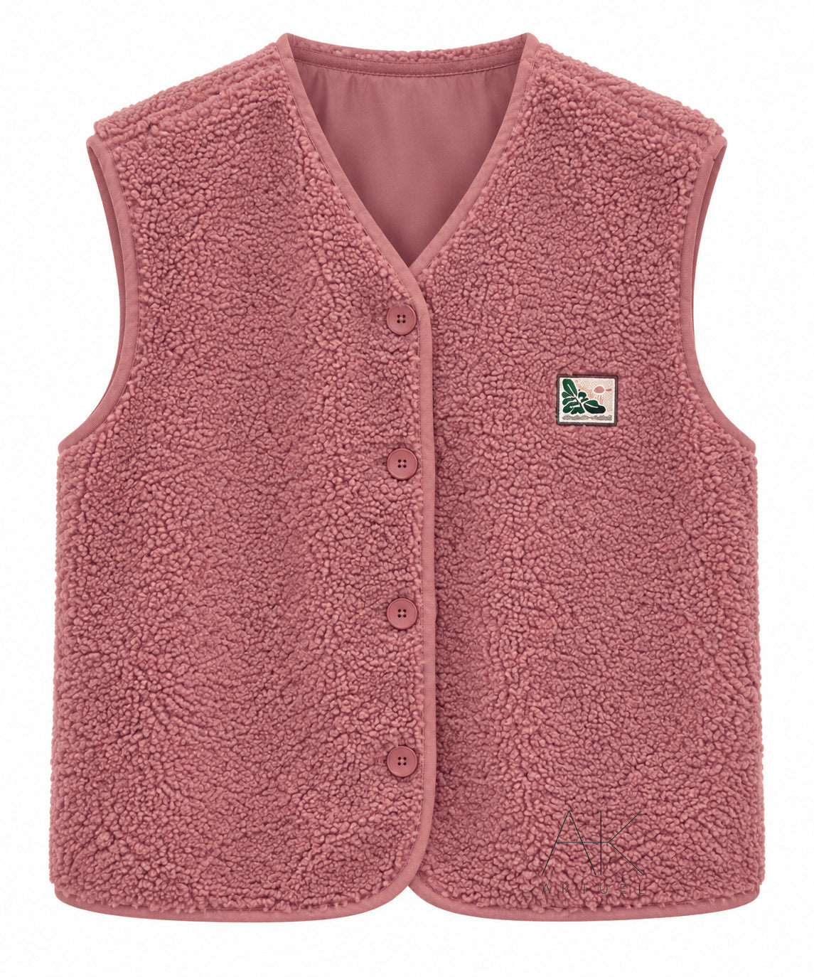 Gilet sans manches moumoute bois de rose