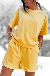 T-shirt en éponge jaune