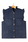 Gilet denim bleu à volants