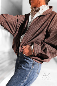 Veste courte à carreaux marron