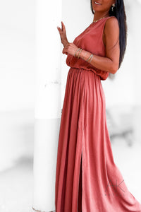 Ensemble jupe longue et top terracotta