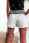 Short taille haute en coton blanc