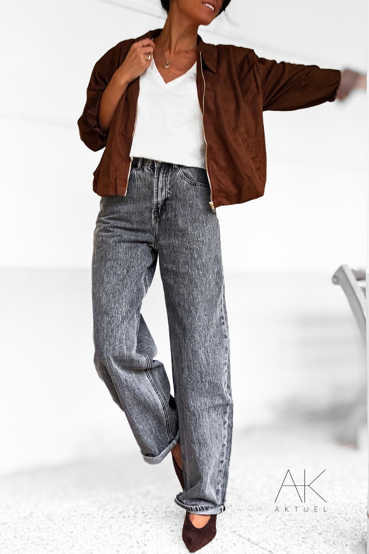 Veste bomber suédine marron camel