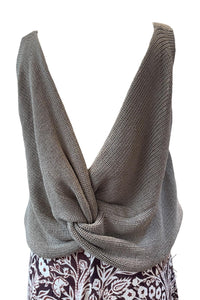 Top en maille dos twisté taupe