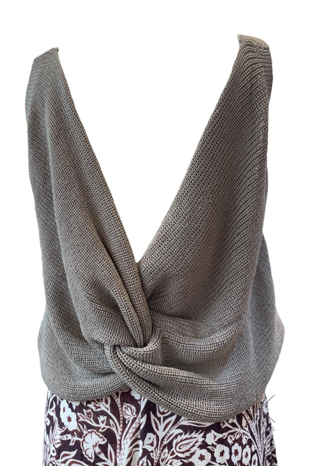 Top en maille dos twisté taupe