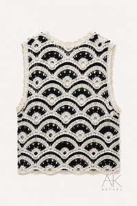 Top crochet ajouré noir