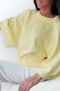Pull manches 3/4 jaune pastel