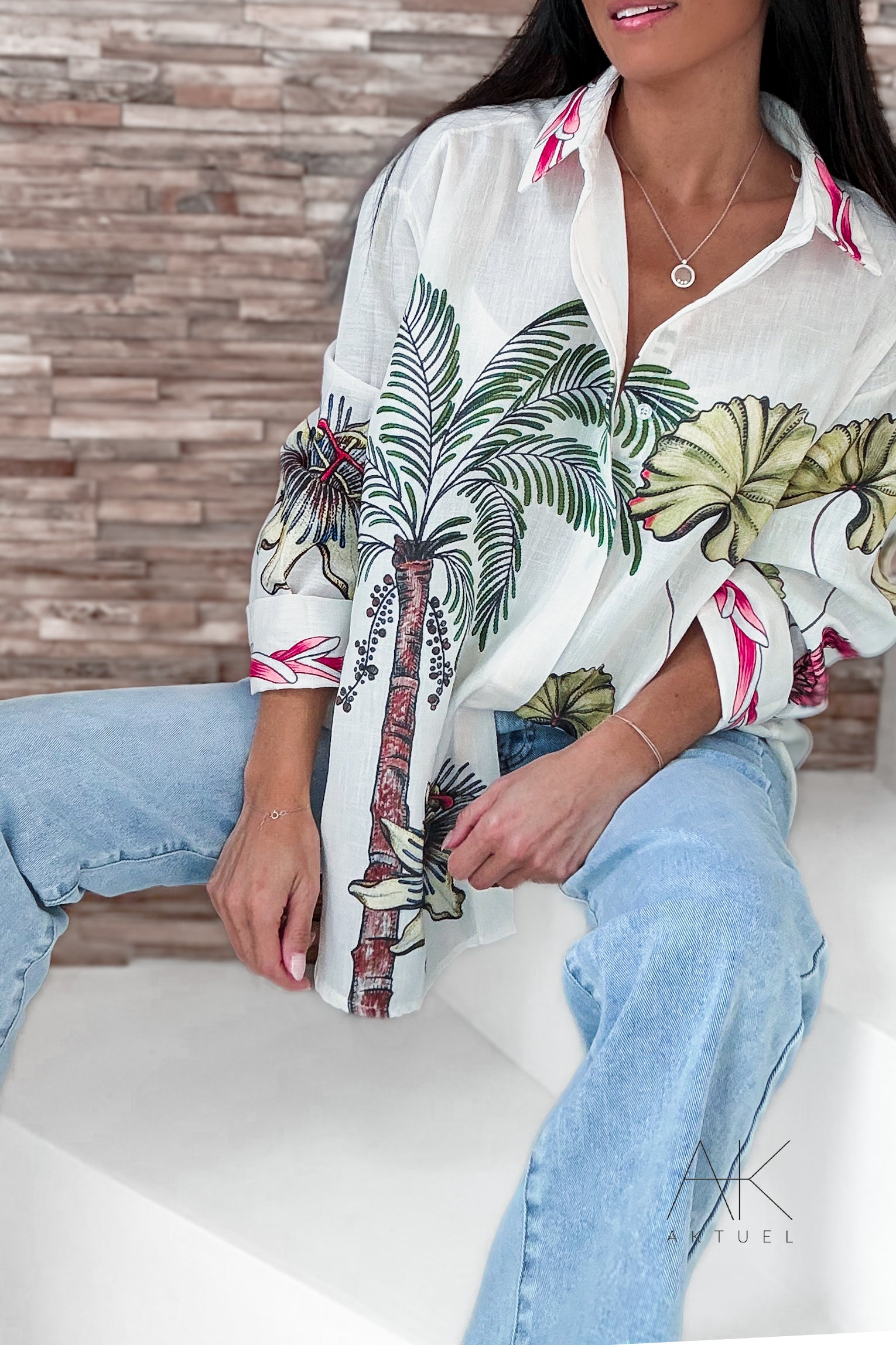 Chemise imprimée tropicale