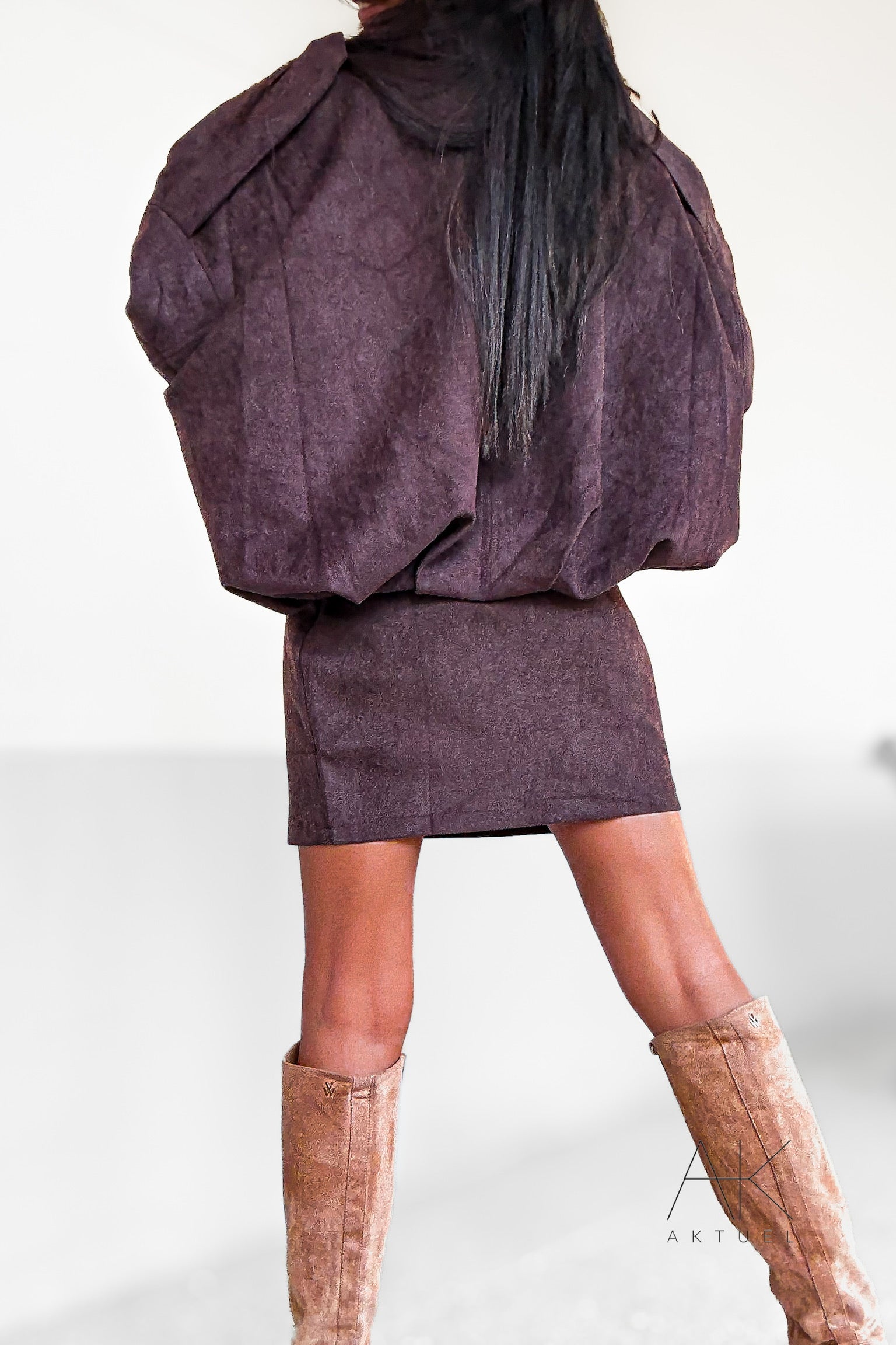 Veste à manches longues marron en suédine