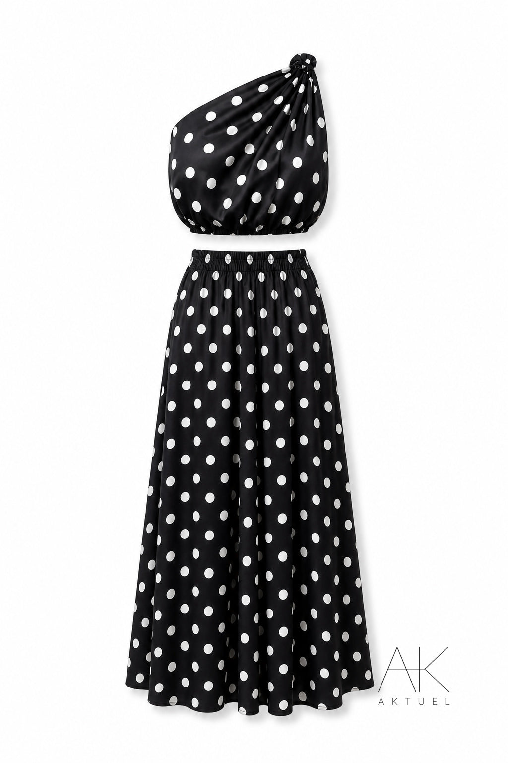 Ensemble asymétrique pois noir & blanc