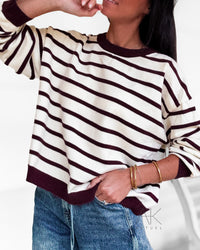 Pull marinière bordeau