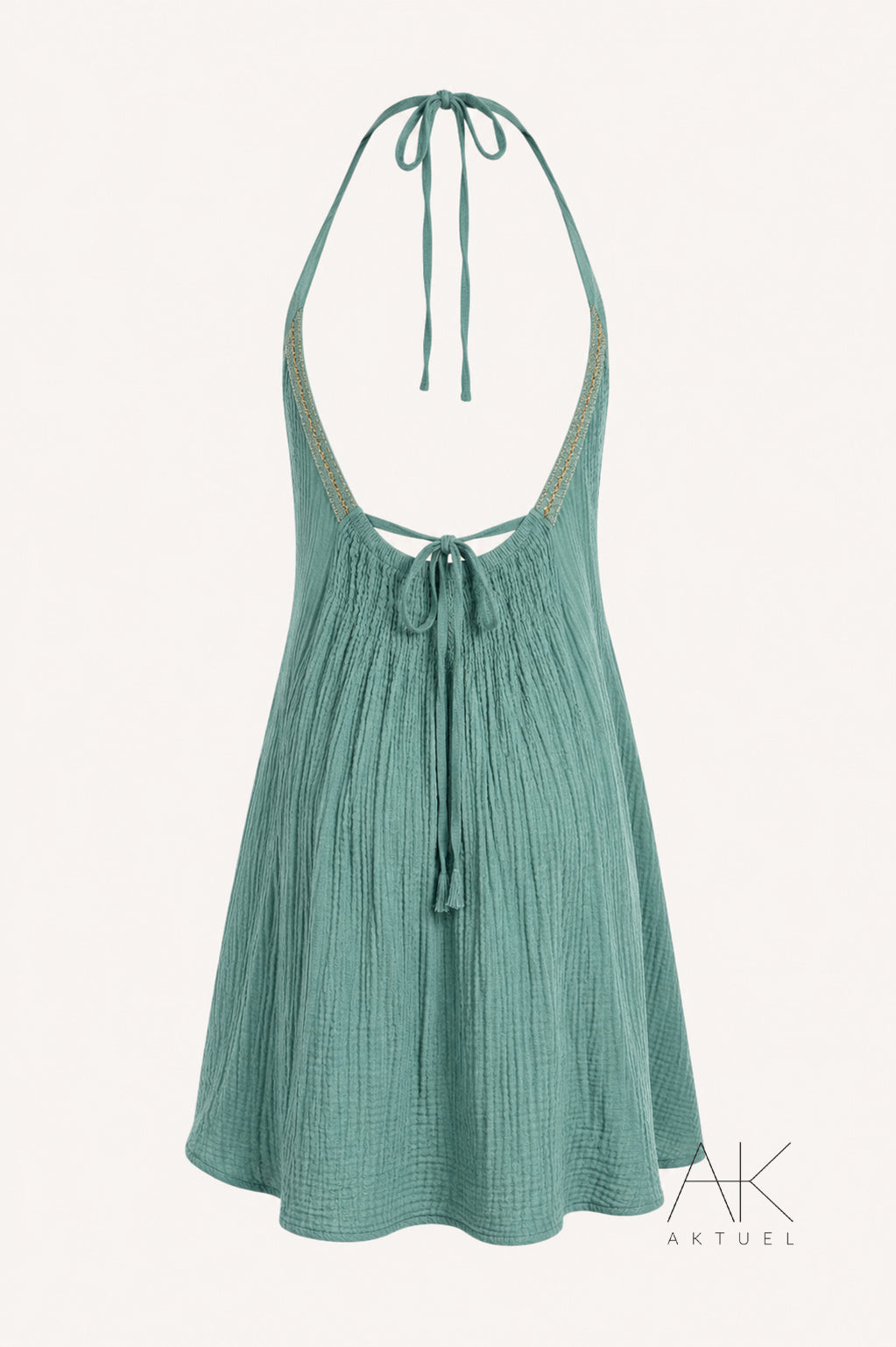 Robe courte gaze de coton bleu lagon