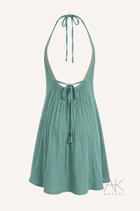Robe courte gaze de coton bleu lagon