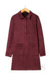 Robe droite en daim bordeaux à poches