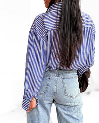 Chemise femme rayée bleu marine et blanc