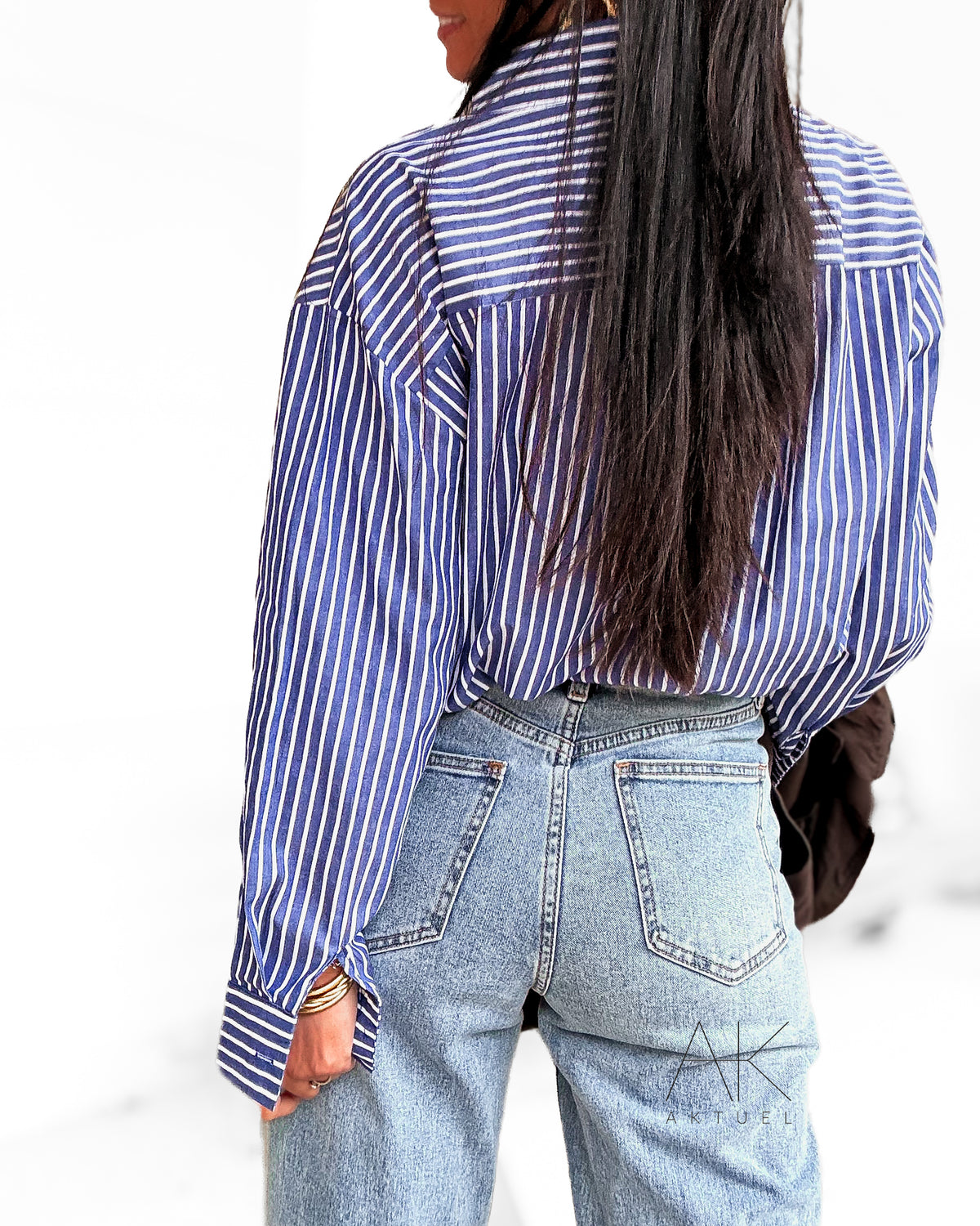 Chemise femme rayée bleu marine et blanc