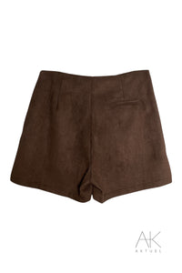 Jupe short suédine marron