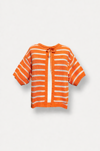 Pull marinière orange dos noué