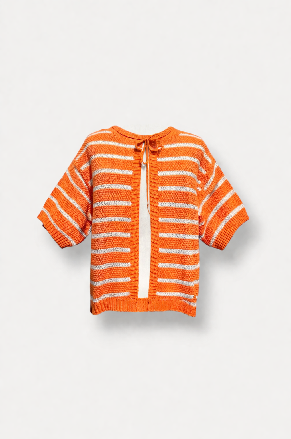 Pull marinière orange dos noué