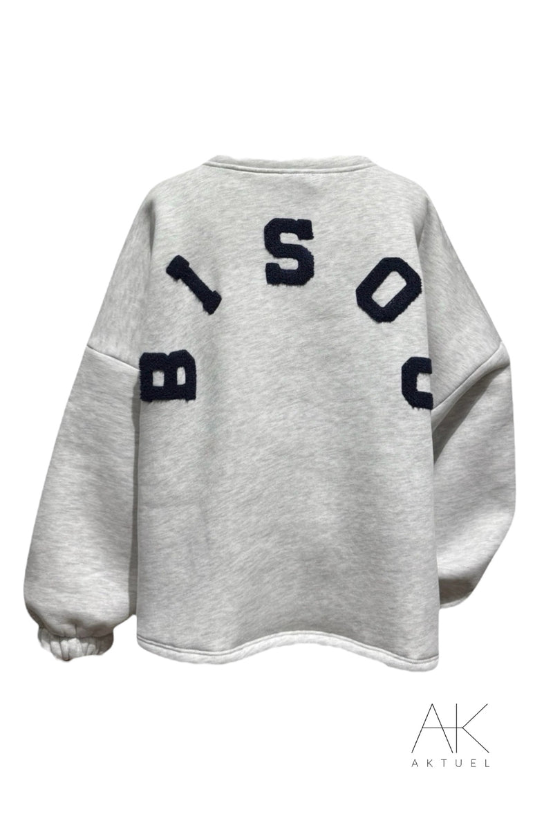 Sweat gris clair "BISOU"